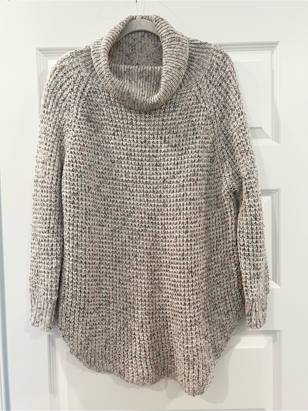 Free People Speckled Cowl Neck Oversized Tunic Sweater Wool Blend M - Picture 5 of 13